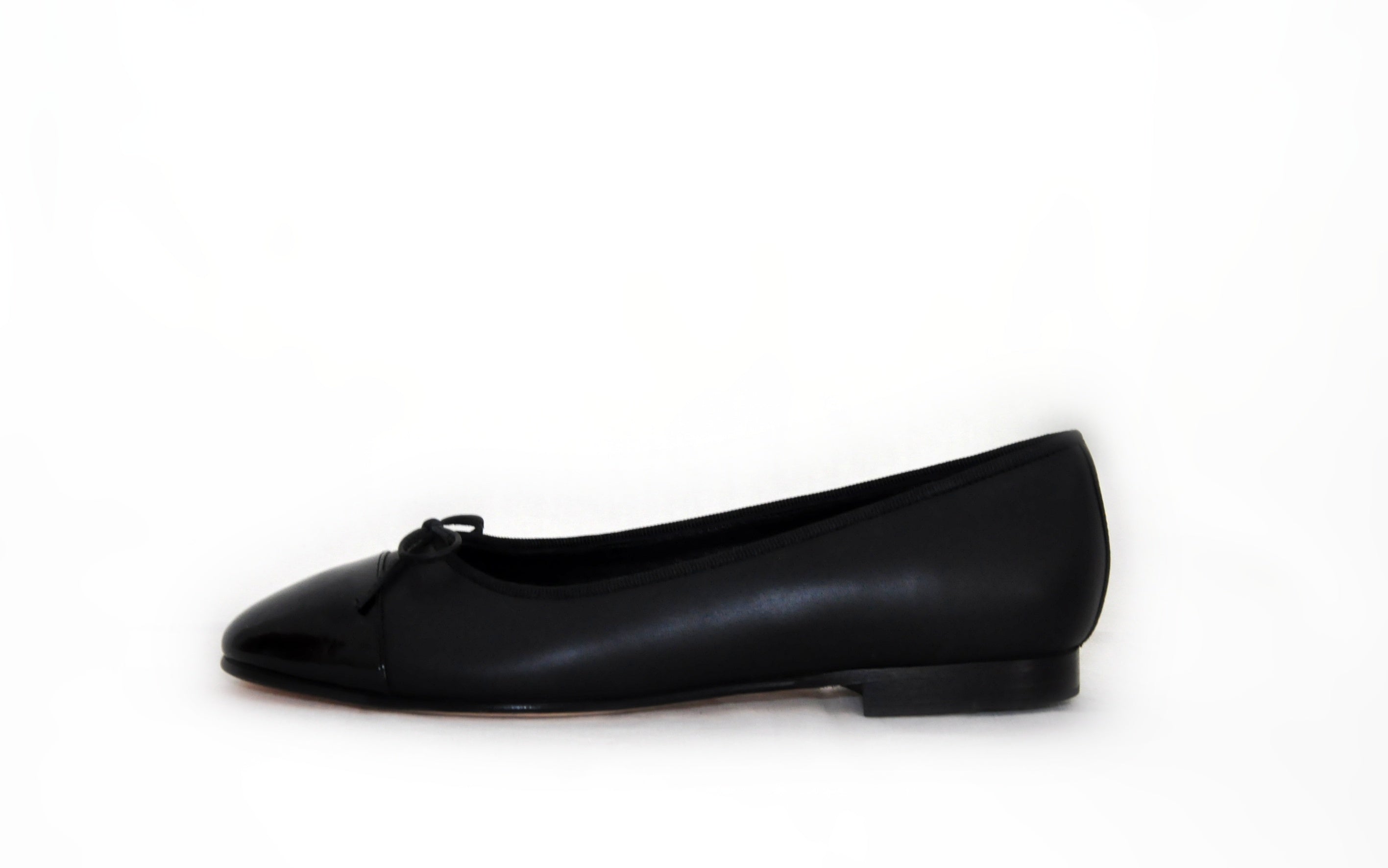 Black Leather Ballerina Flats