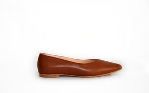 Cognac Pointed Toee Flats