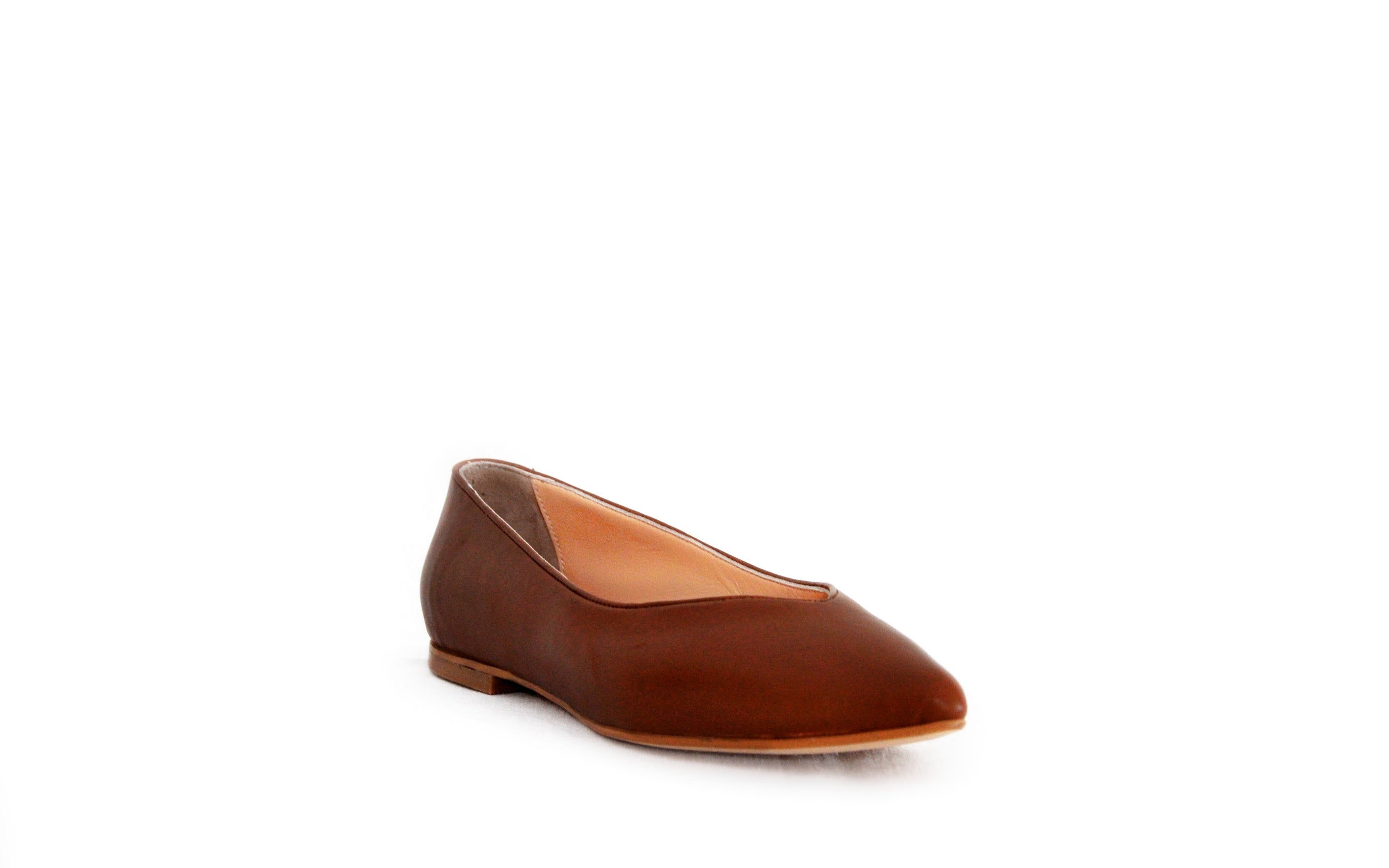 Cognac Pointed Toee Flats