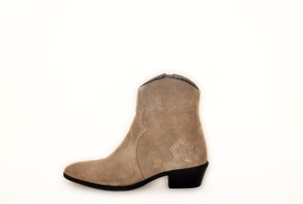 Gray Suede Cowboy Chelsea Boots