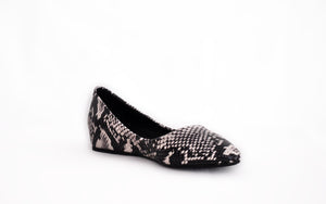 Black Snakeskin Pointed Toe Flats