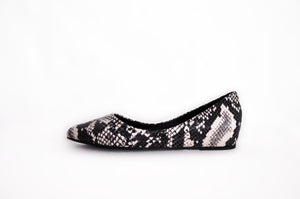 Black Snakeskin Pointed Toe Flats