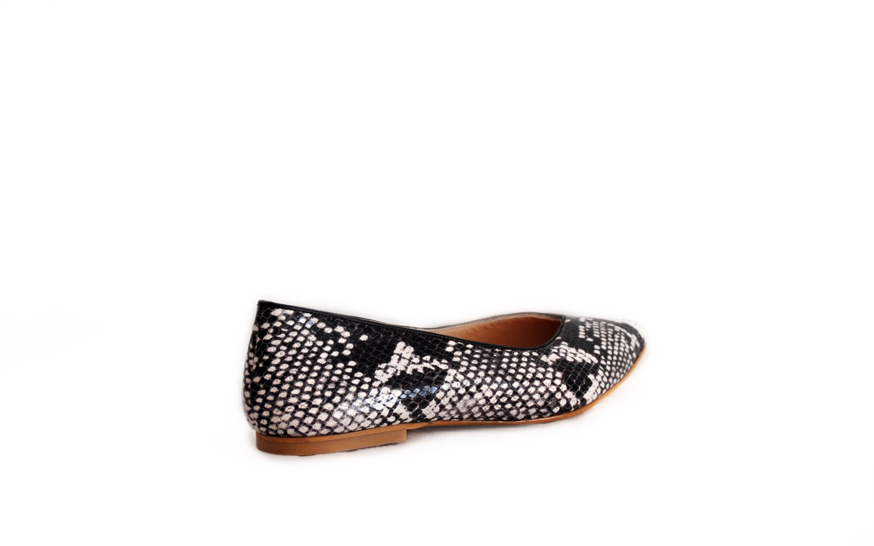 Black Snakeskin Pointed Toe Flats