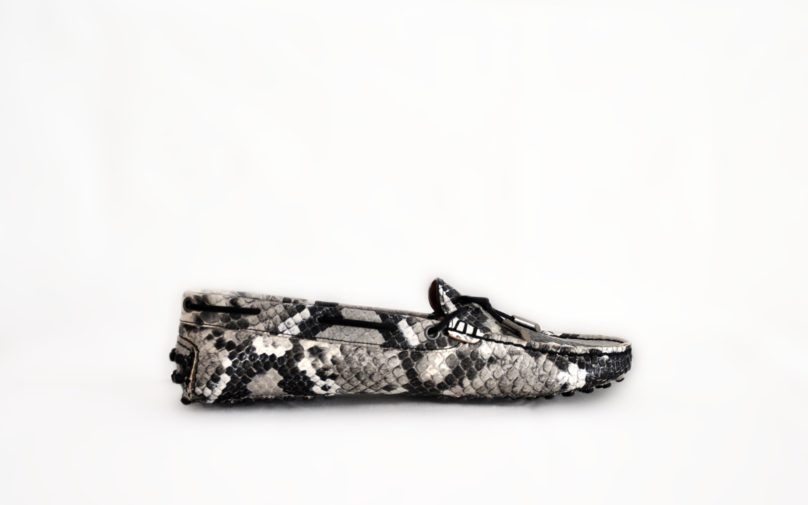 Black Snakeskin Driving Moccasin