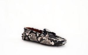 Black Snakeskin Driving Moccasin