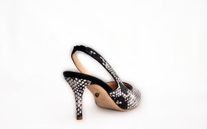 Black Snakeskin Sling Back Heel