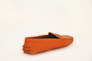 Orange Leather Penny Loafers