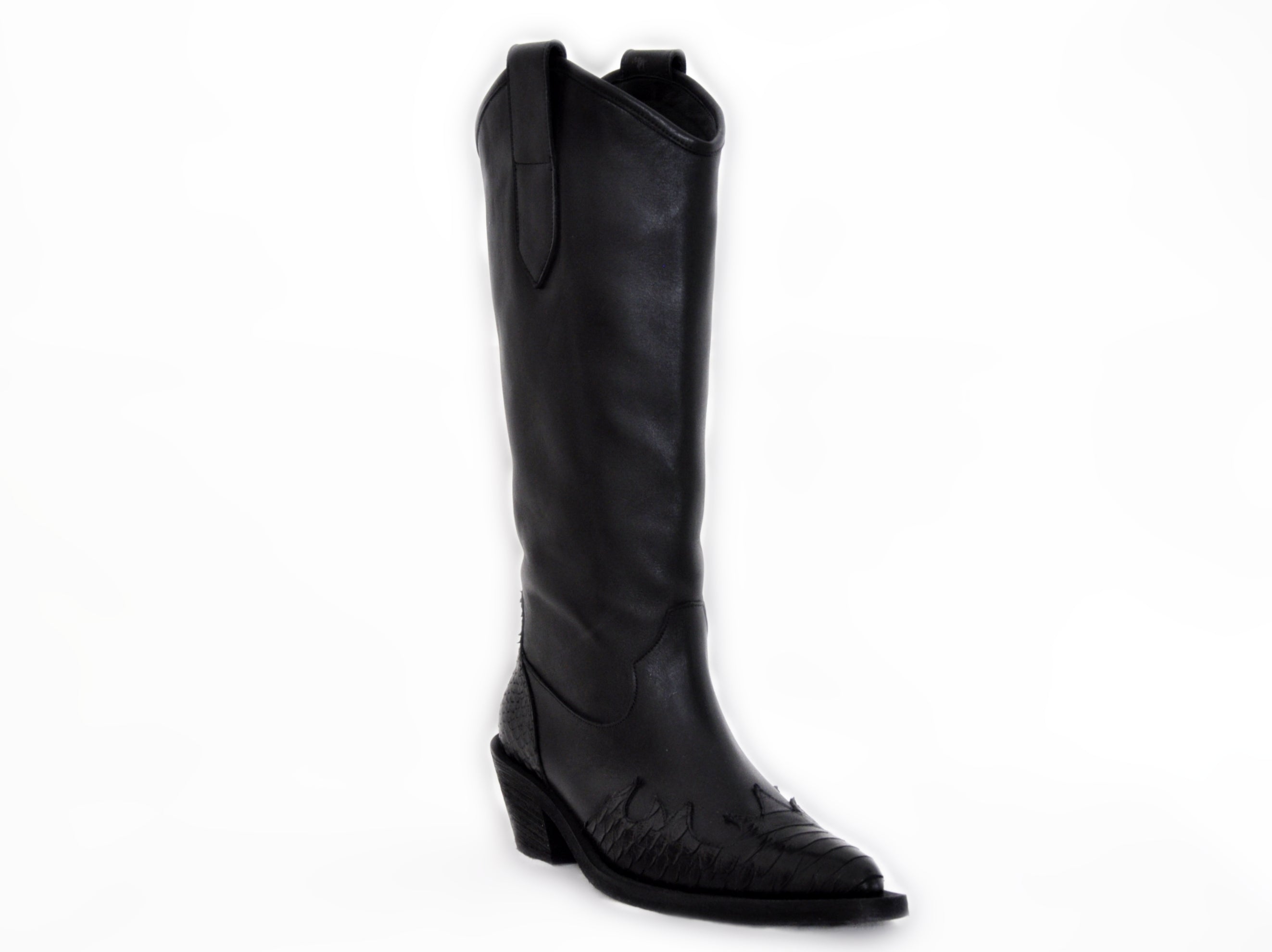 Black Leather Cowboy Boots
