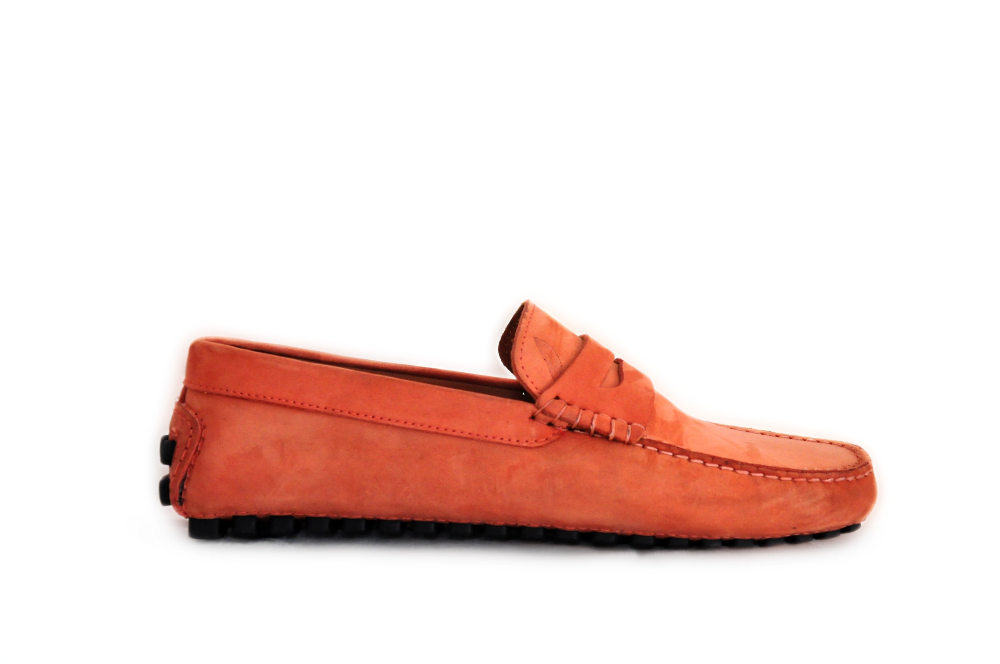 Orange Suede Man Penny Loafers