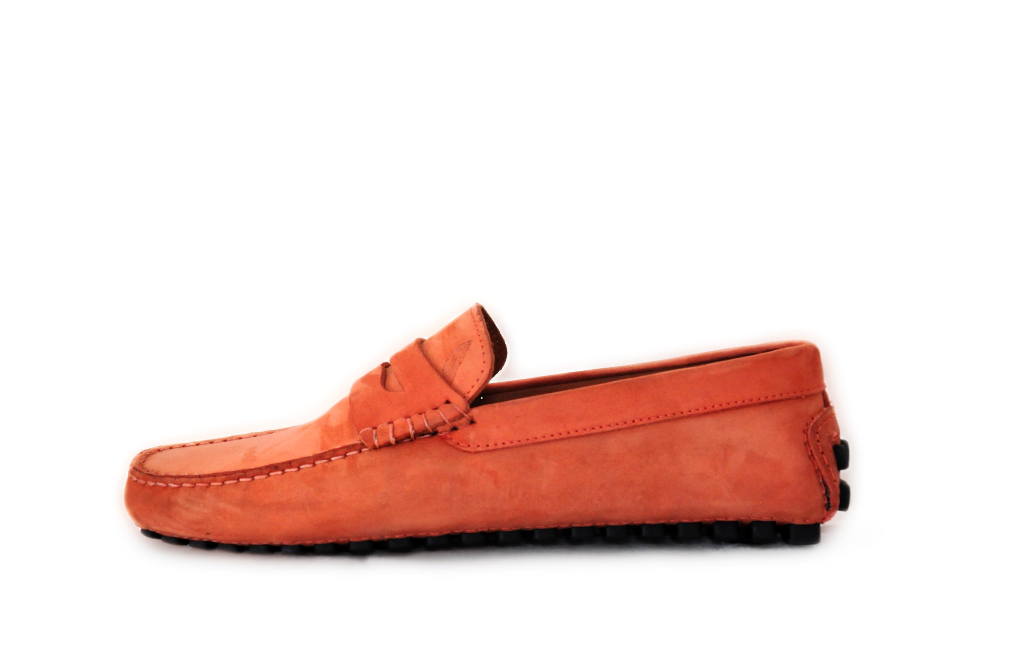 Orange Suede Man Penny Loafers