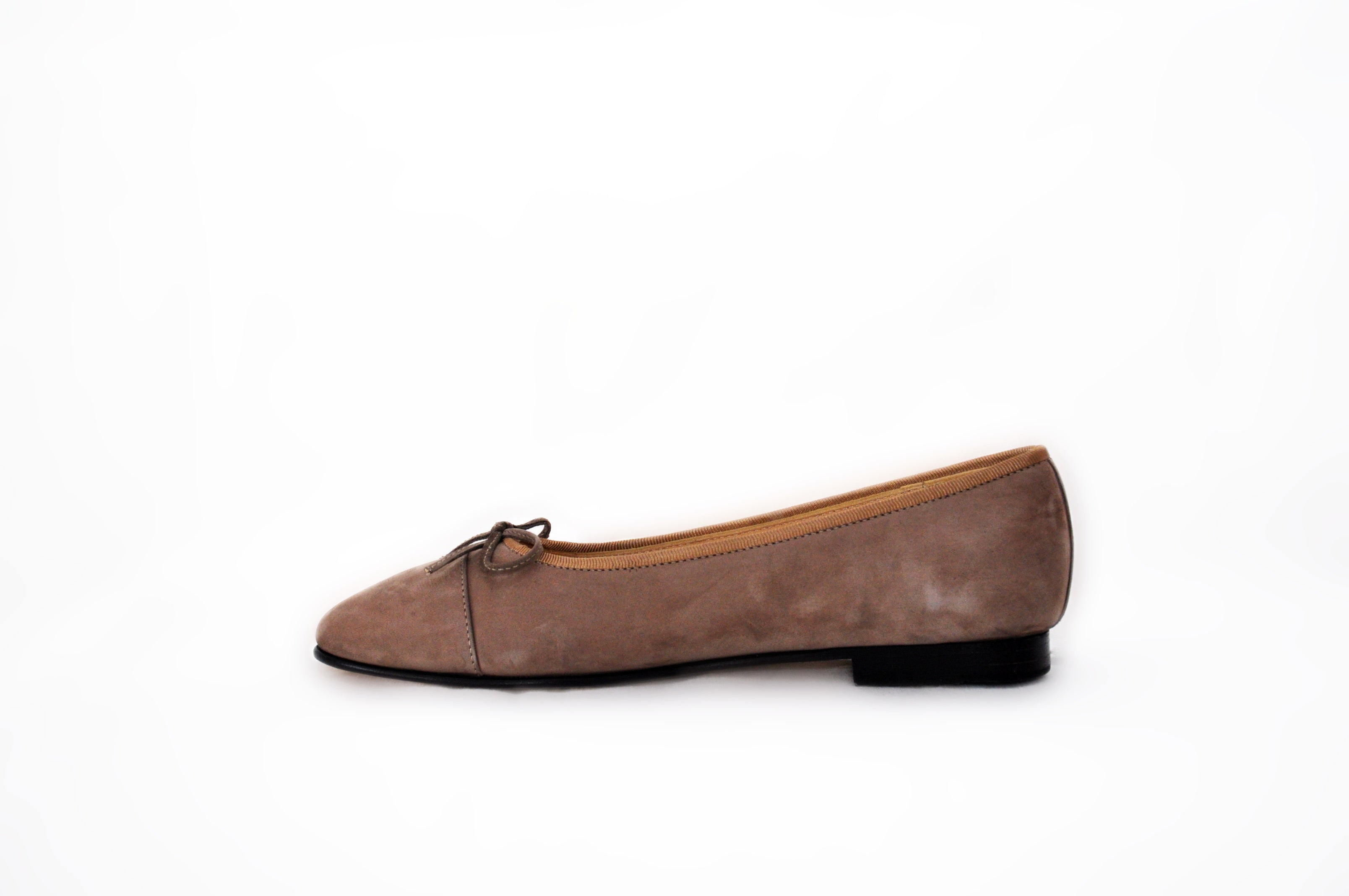 Beige Suede Ballerina Flats