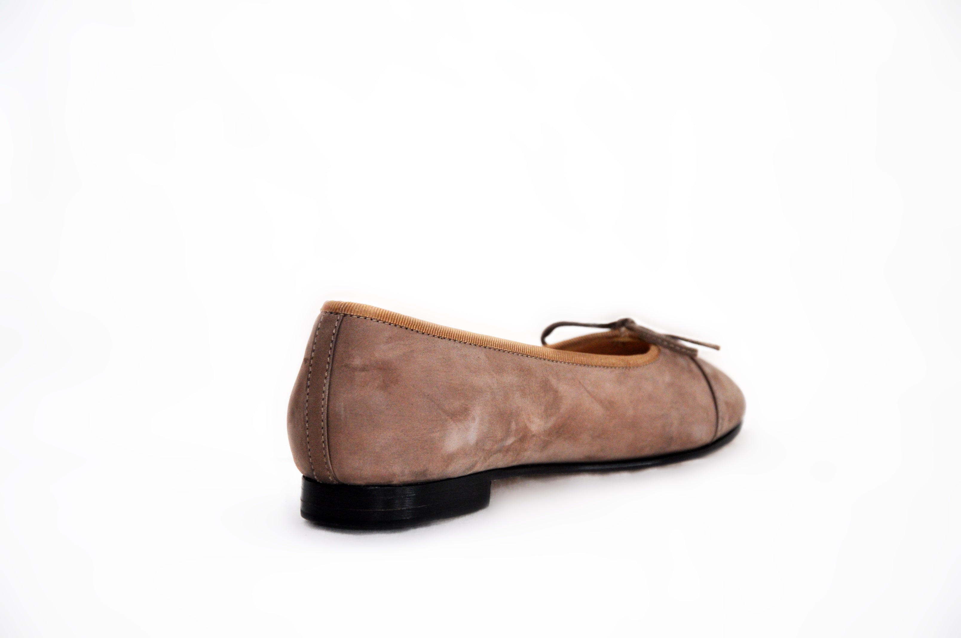 Beige Suede Ballerina Flats