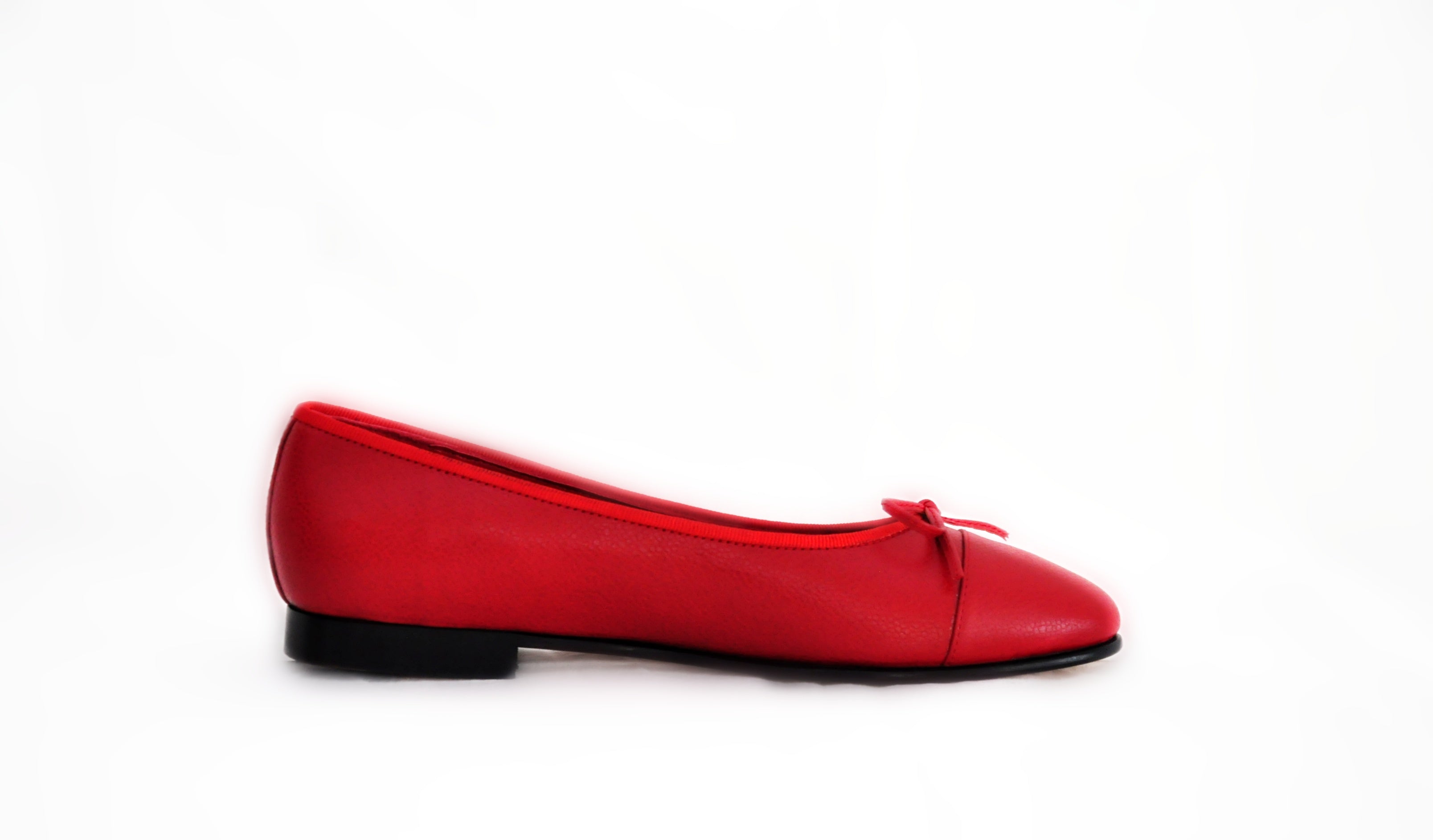 Red Leather Ballerina Flats