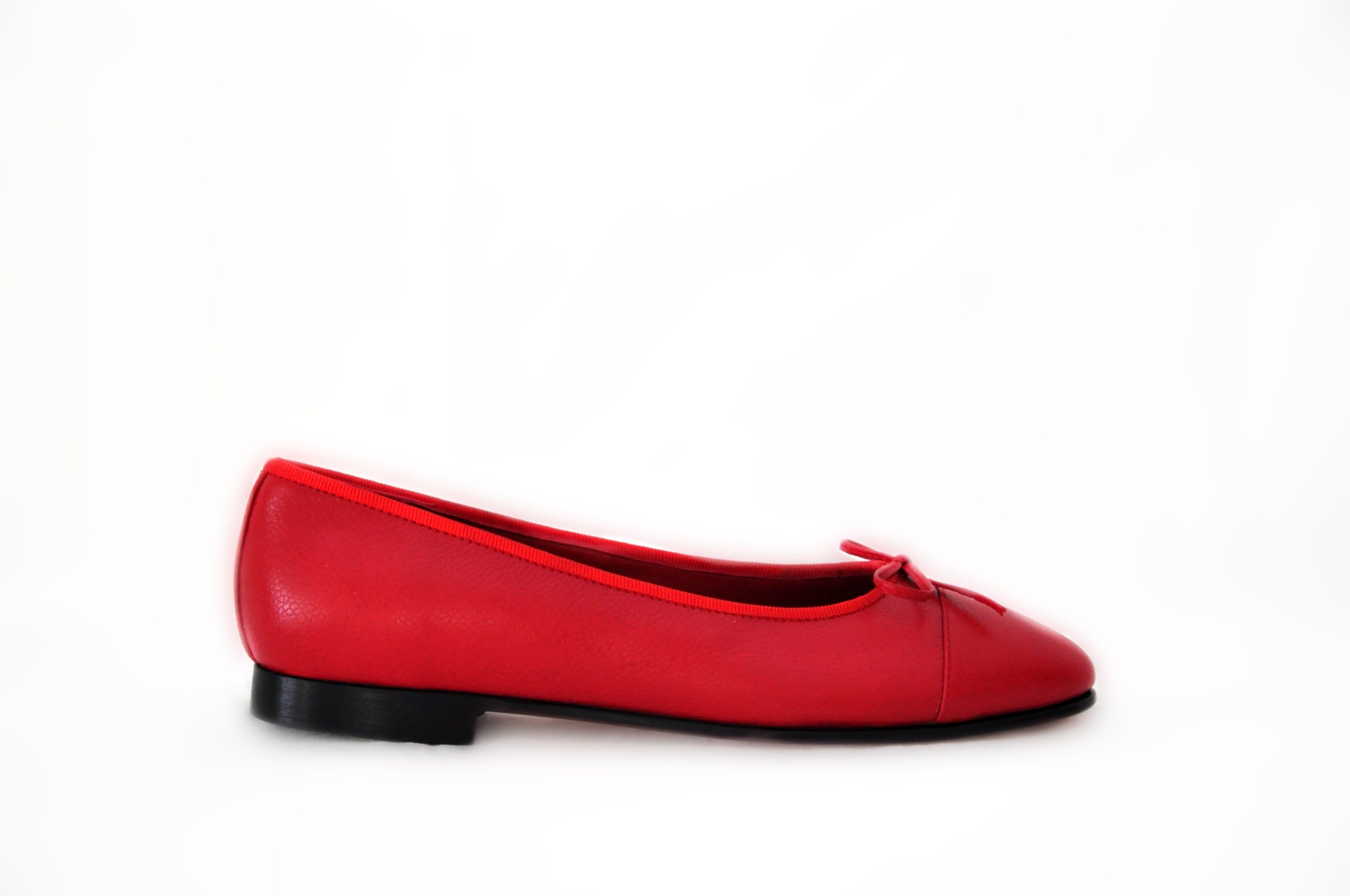 Red Leather Ballerina Flats