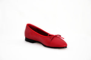 Red Leather Ballerina Flats