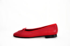 Red Leather Ballerina Flats