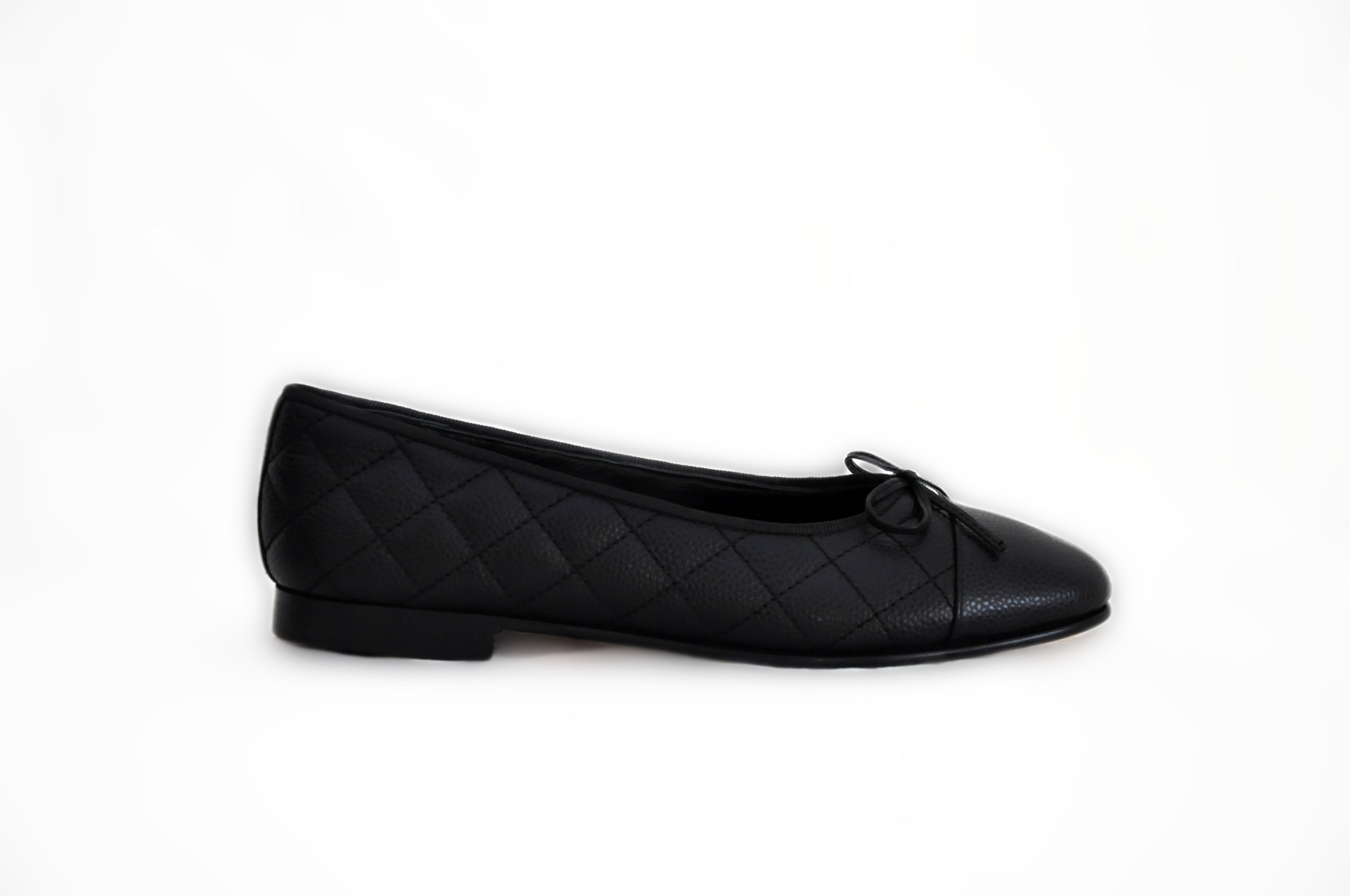 Black Quilted Ballerina Flat