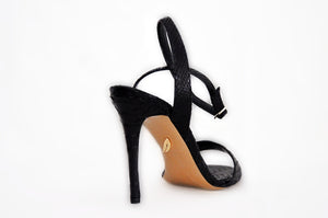 Black Croc Ankle Strap Heel