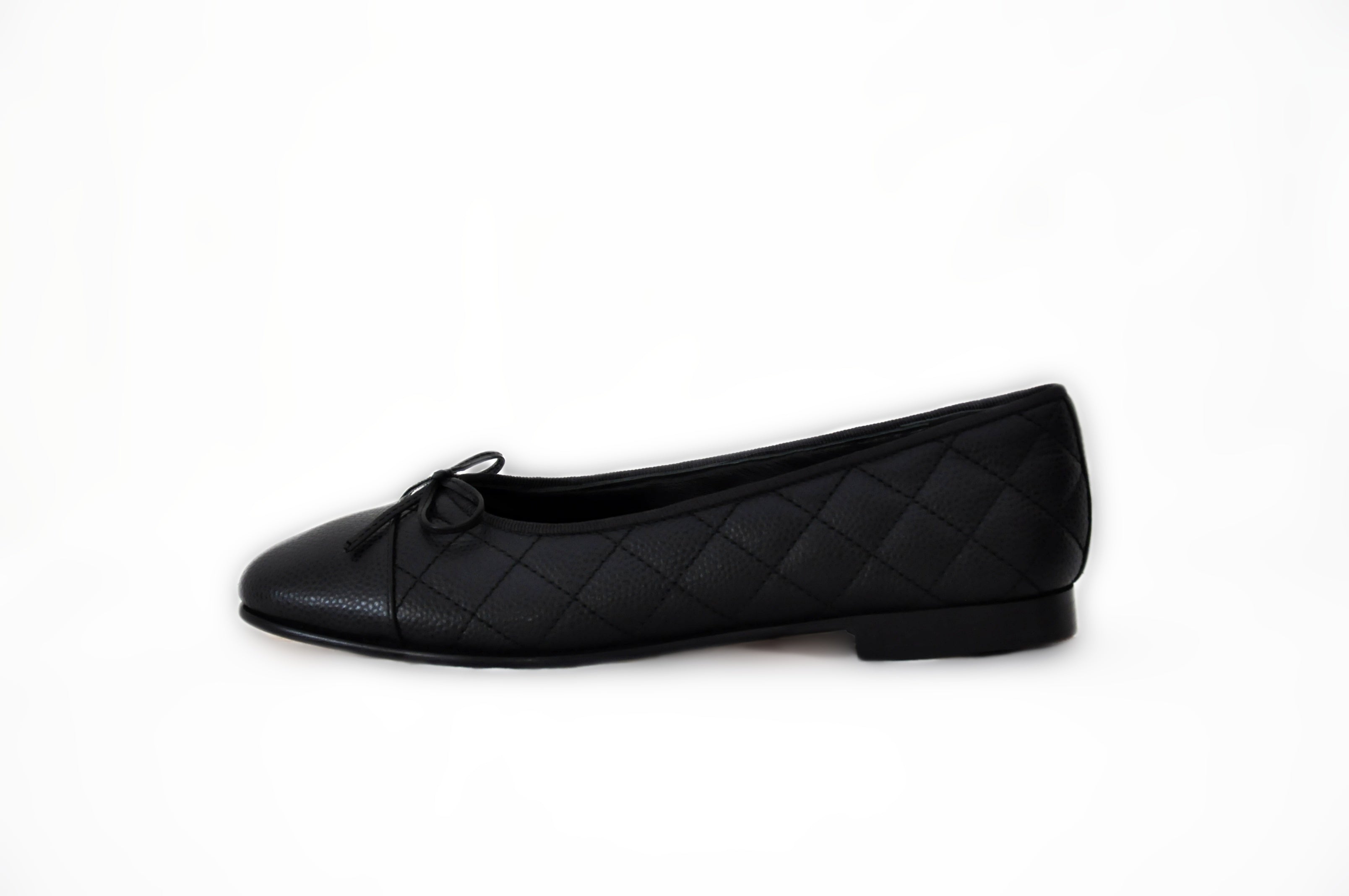 Black Quilted Ballerina Flat