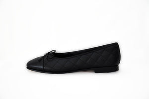 Black Quilted Ballerina Flat