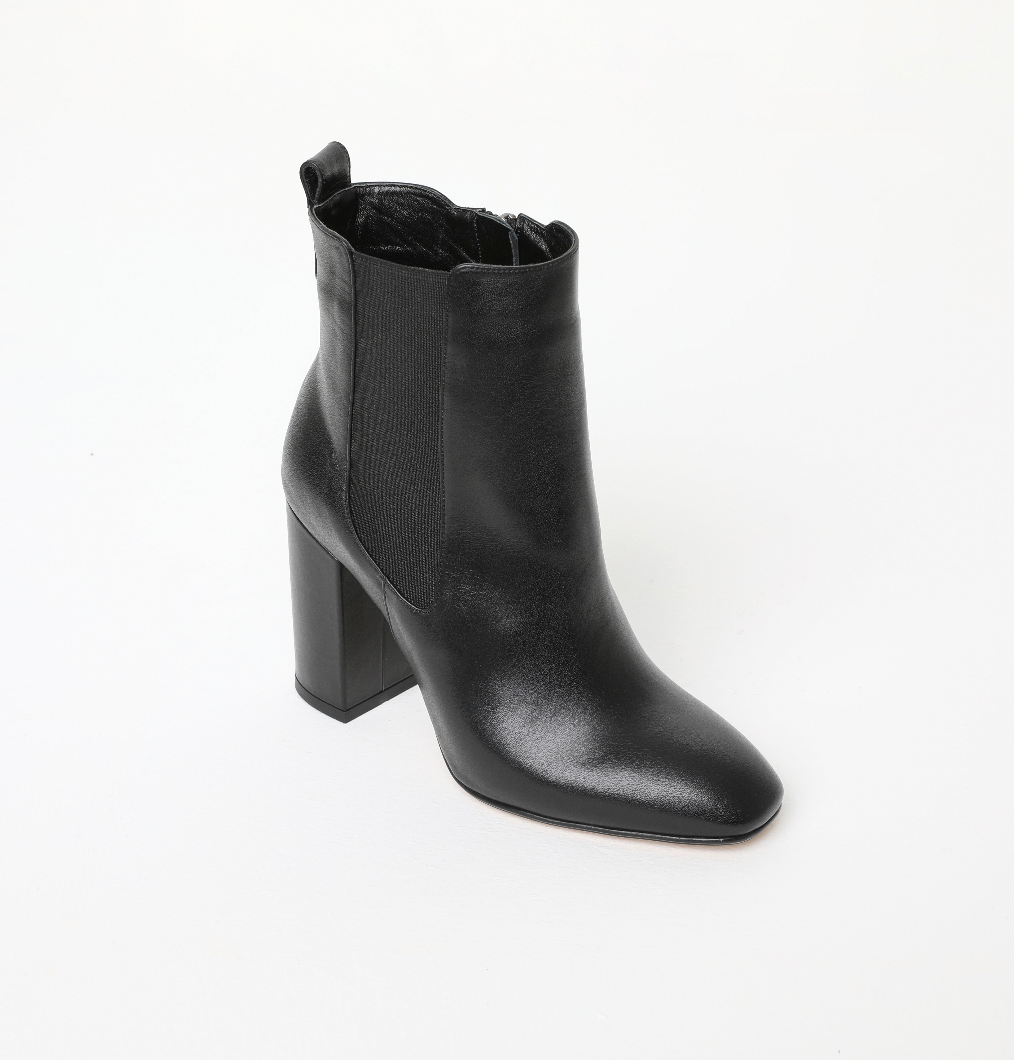 Black Block Heel Calf Boots