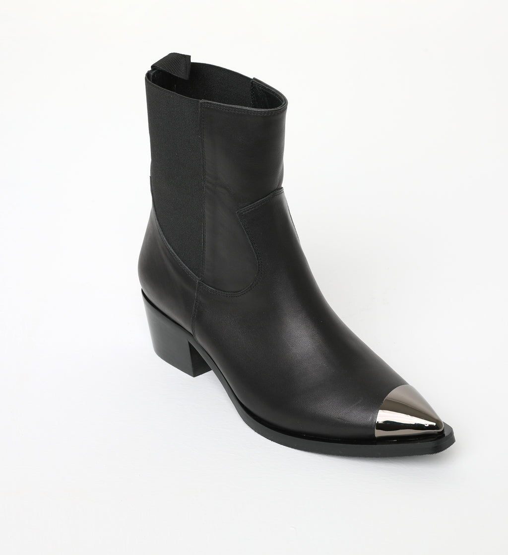 Black Leather Calf Cowboy Boots