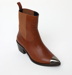 Brown Leather Calf Cowboy Boots