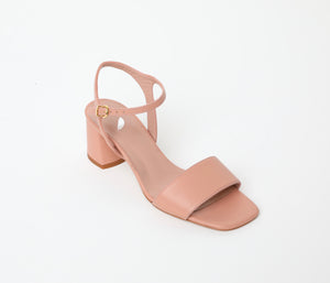 Beige Leather Heeled Sandal