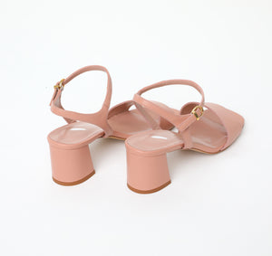 Beige Leather Heeled Sandal