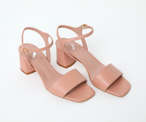 Beige Leather Heeled Sandal