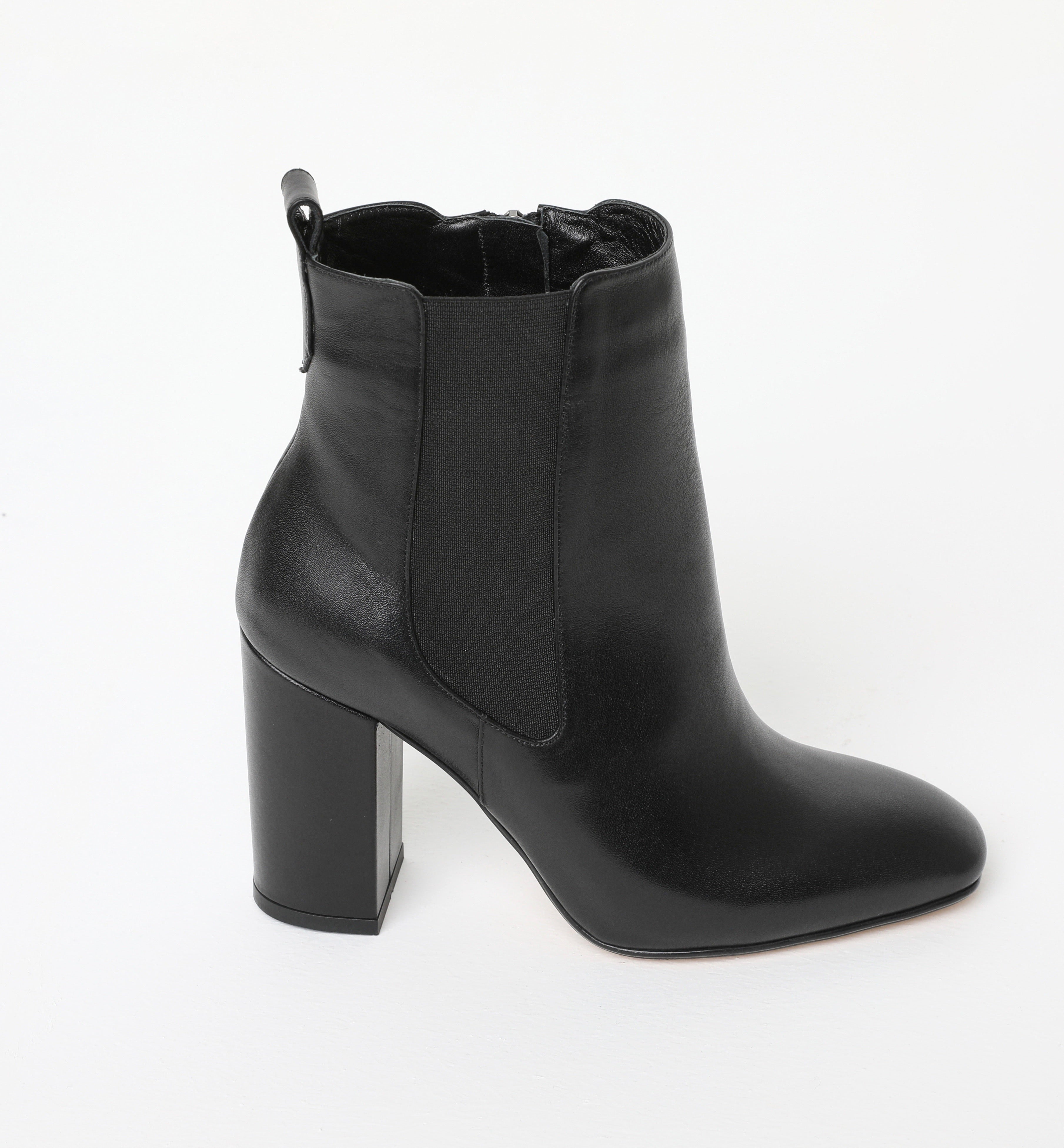 Black Block Heel Calf Boots